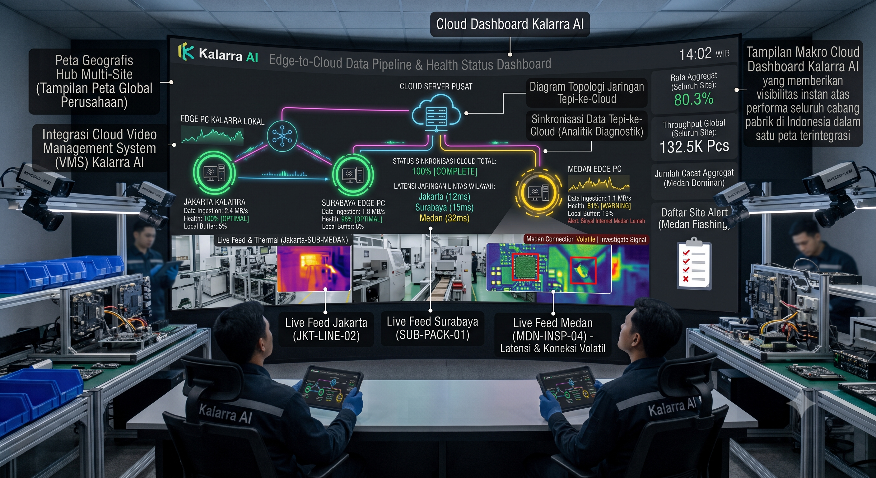 Cloud Monitoring Multi-Site untuk 3 Pabrik dalam Satu Dashboard - Kalarra.ai Case Study