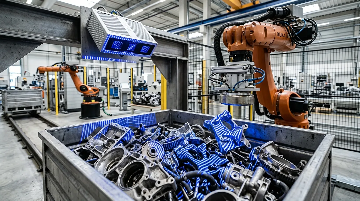 Sistem 3D Random Bin Picking dengan kamera 3D Hikrobot dan robot industri