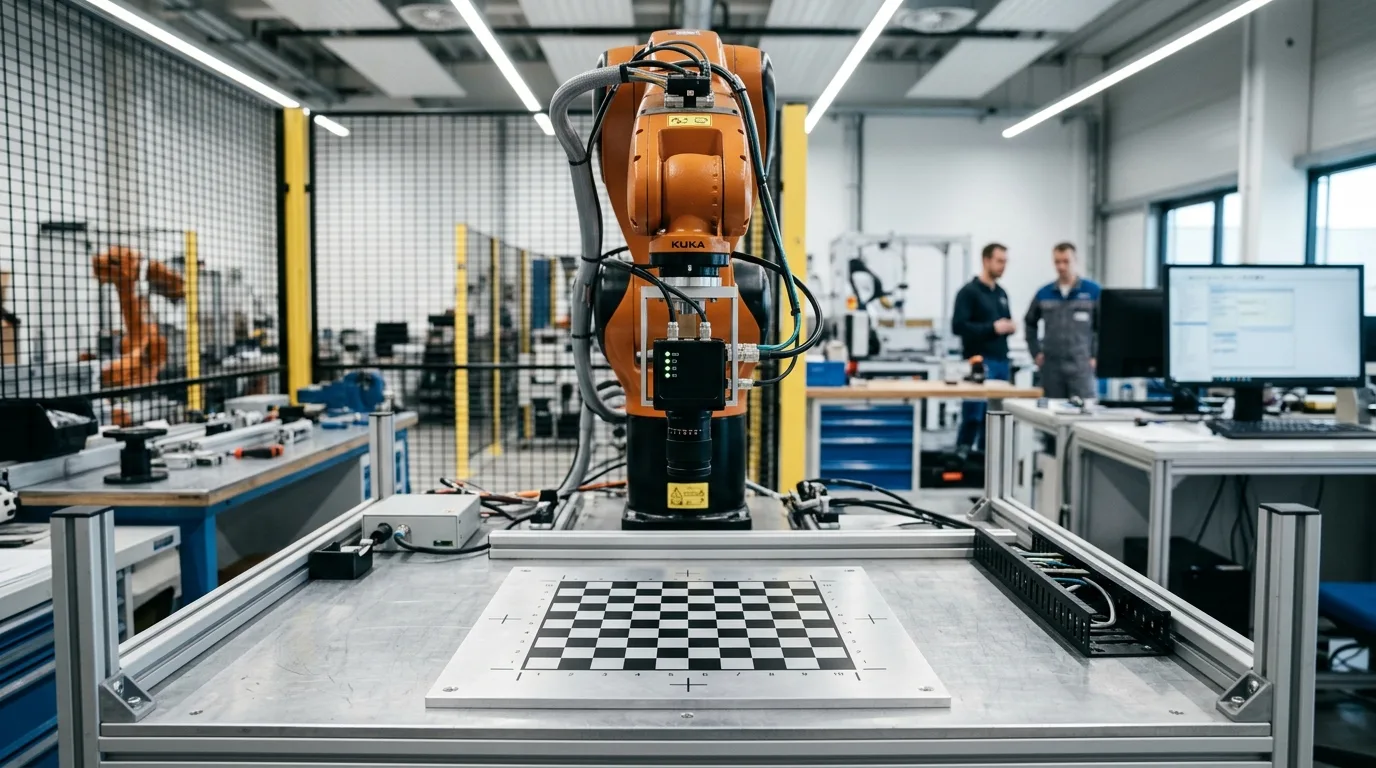 Kalibrasi Hand-Eye pada Vision Guided Robot antara kamera industri dan lengan robot